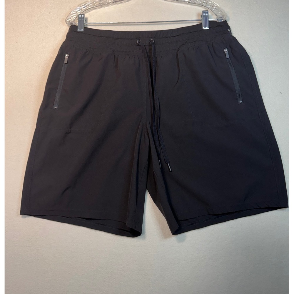 Tek Gear Mens XL Black Athletic Gym Shorts Zipper Pockets RN73277 Stretch